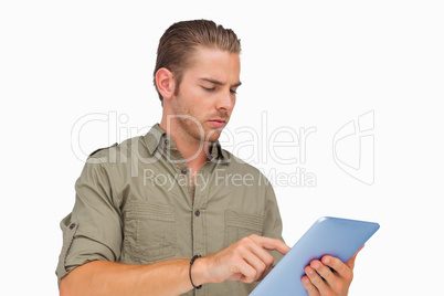 Man using tablet pc