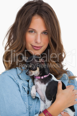 Happy woman with her chihuahua
