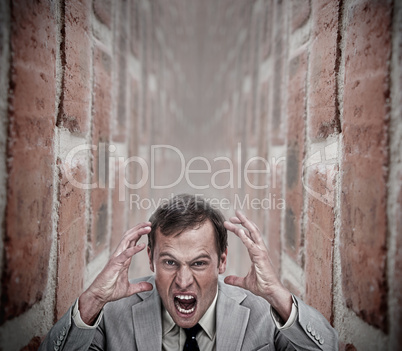 Angry businessman in a dead end