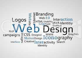 Group of blue web design terms