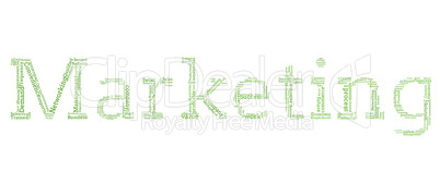 Various green words spelling out marketing