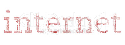 Various red words spelling out internet