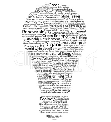 Various words forming a light bulb