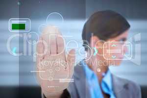 Businesswoman having a palm print identification