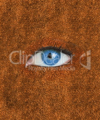 Blue eye over brown texture