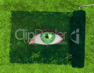 Paint roller revealing a green eye