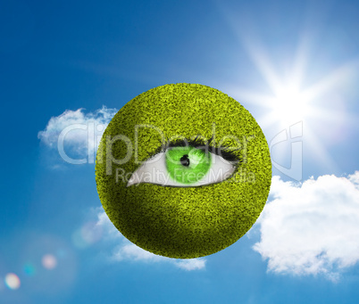 Green eye in a green globe