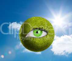 Green eye in a green globe