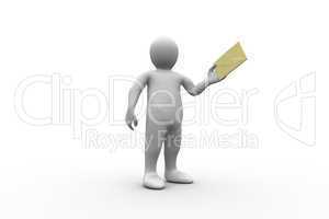 White figure holding a brown envelope