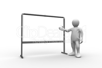 White figure pointing to whiteboard