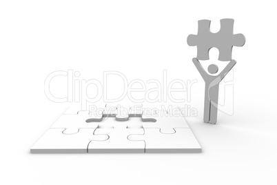 White human figure holding jigsaw piece