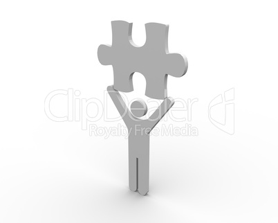 Human figure brandishing a jigsaw piece