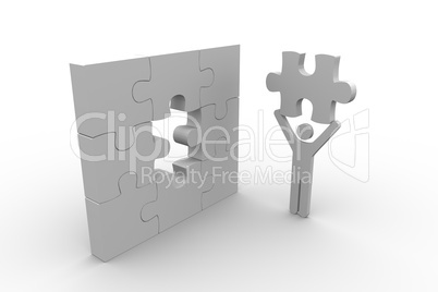 White human figure holding the missing jigsaw piece
