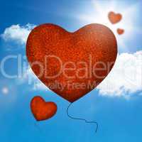 Red balloons heart shape