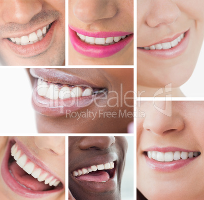 Collage of white smiles