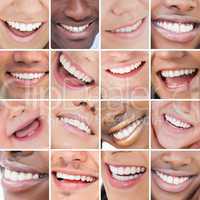 Collage of bright white smiles