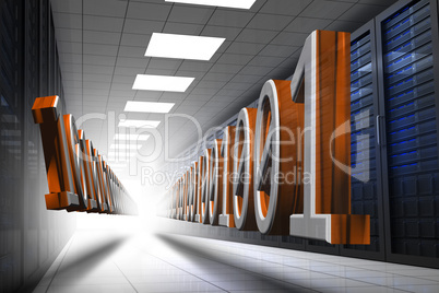 3d binary code in data center hallway