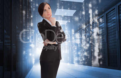 Businesswoman contemplating in data center