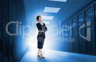 Businesswoman standing in data center