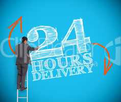 Businessman writing 24 hours delivery