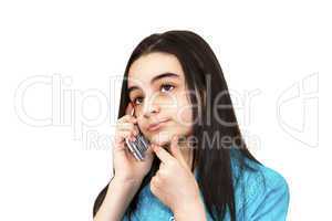 Bored teenage girl talking to smart phone
