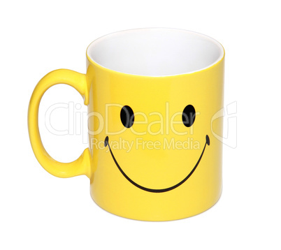 a cup with a happy face isolated  on white background