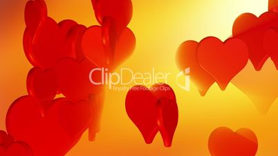 Flying red love hearts, wedding background animation, valentine's day