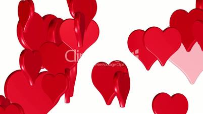 Flying hearts, wedding background, valentines day, red love hearts, alpha matte