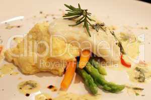 delicious Roasted fish with creamy sauce