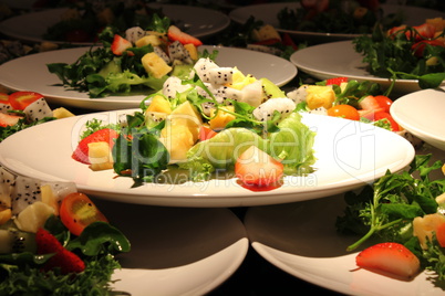 fruit salad with fresh strawberries and kiwi