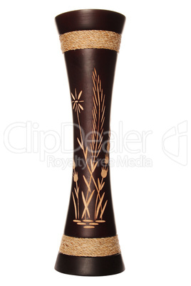 Wooden vase isolated
