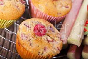 Erdbeer-Rhabarber-Himbeer-Muffins