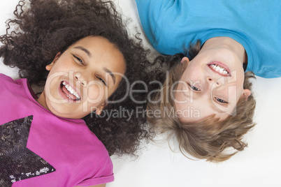 Interracial Boy & Girl Children Having Fun