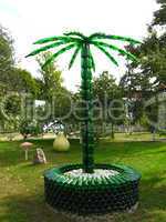 palm tree made of bottles from a champagne