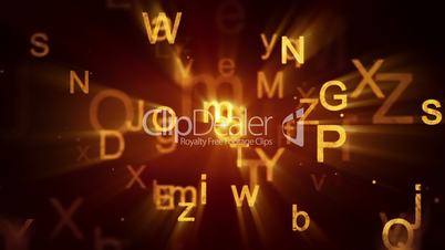 flying shiny letters loopable background