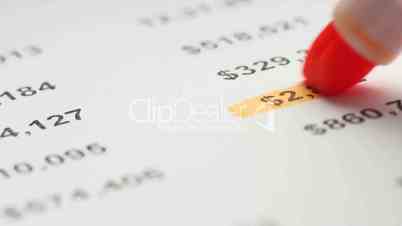 analyzing of financing statement closeup