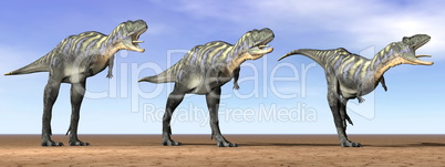 Acasaurus dinosaurs in the desert - 3D render