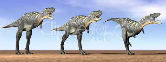 Acasaurus dinosaurs in the desert - 3D render