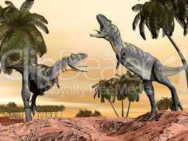 Acasaurus dinosaurs fight - 3D render