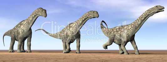 Argentinosaurus dinosaurs in the desert - 3D render