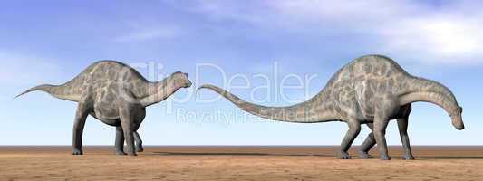 Dicraeosaurus dinosaurs in the desert - 3D render