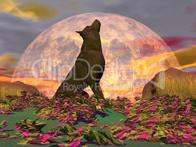 Howling wolf - 3D render