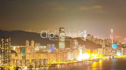 Skyscrapers in HongKong. Timelapse