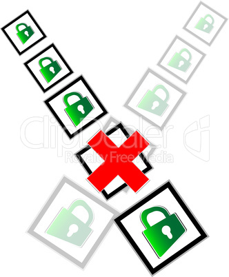 red check box and green padlock set on check mark list