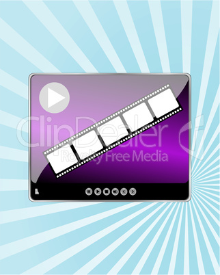Video Movie Media Player on abstract blue ray background