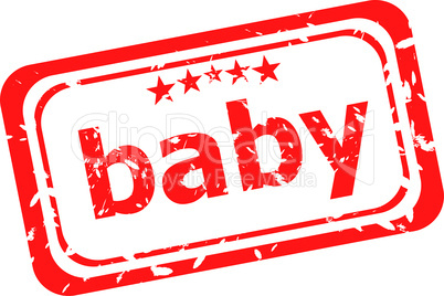 word baby on red rubber stamp