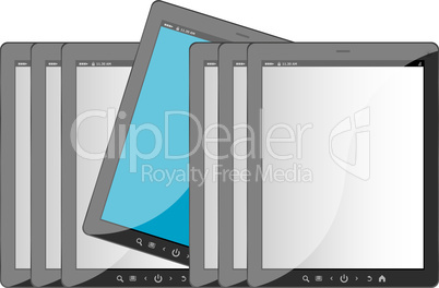 Group of tablet pc on white isolated background