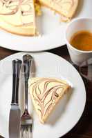 Cheese cake and espresso coffee