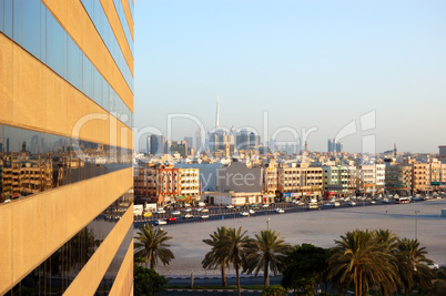 The view on Deira district from skyscraper, Dubai, UAE