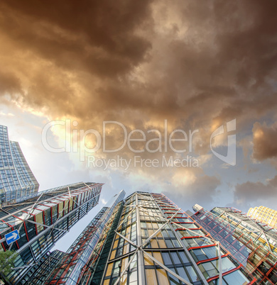 Terrific upward view of Modern Skyscrapers